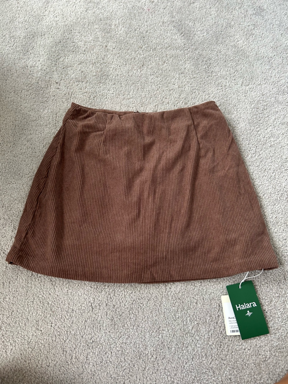 HALARA Brown Ribbed A-Line Women's Skirt